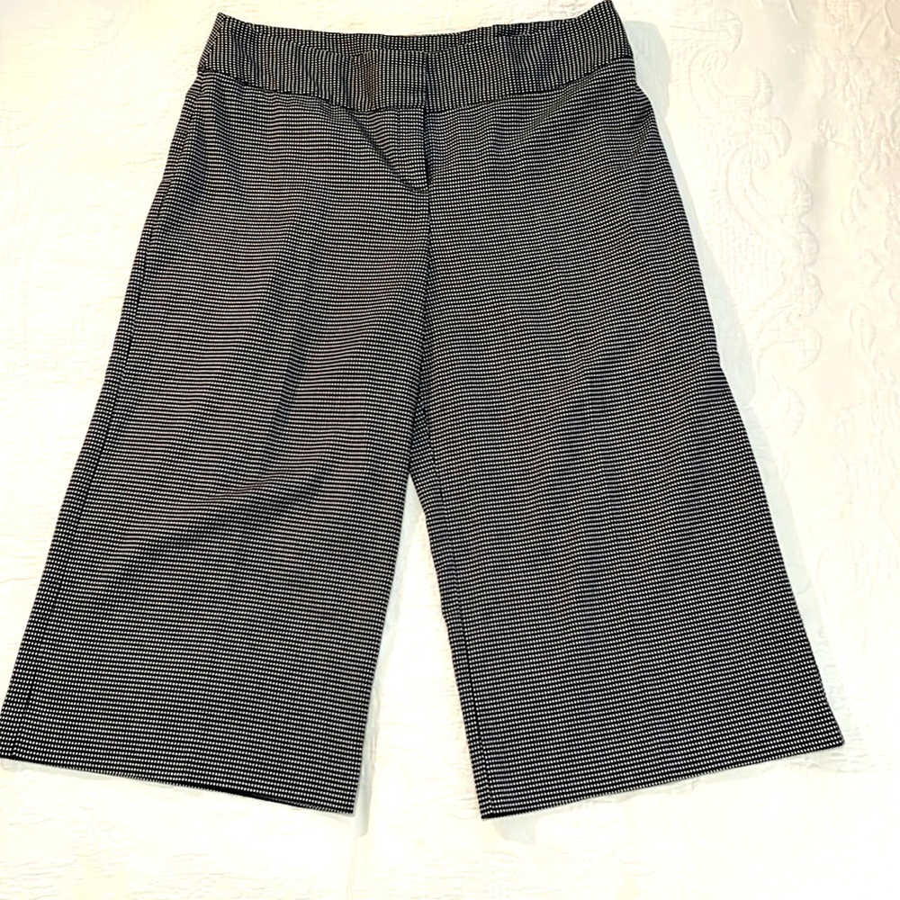 Alfani Black and White Checkered Stretch Wide Leg Dress Pants